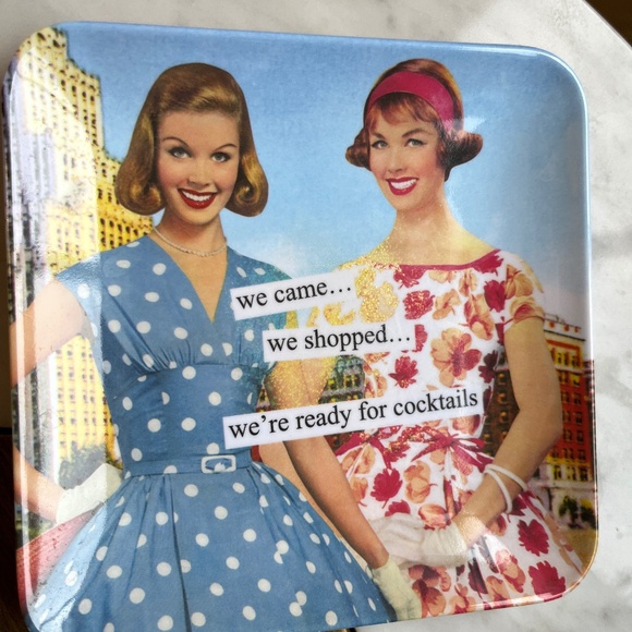 Anne Taintor "We're Ready for Cocktails" melamine tray, 5 1/2 x 5 1/2 inches - Picture 2 of 10